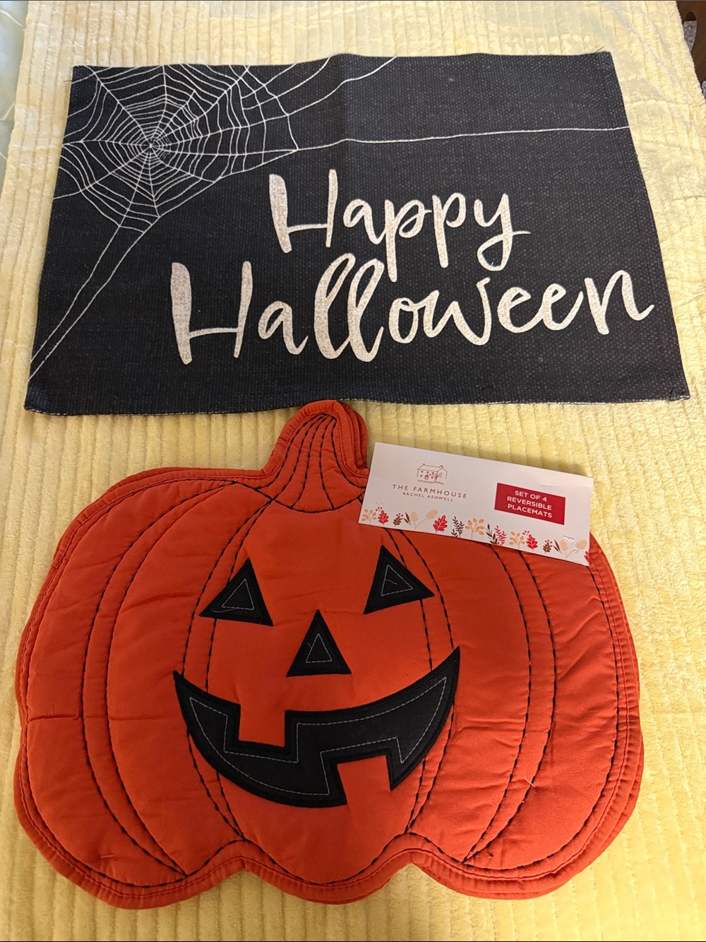 Happy Halloween Home Decor lot placemats and rug